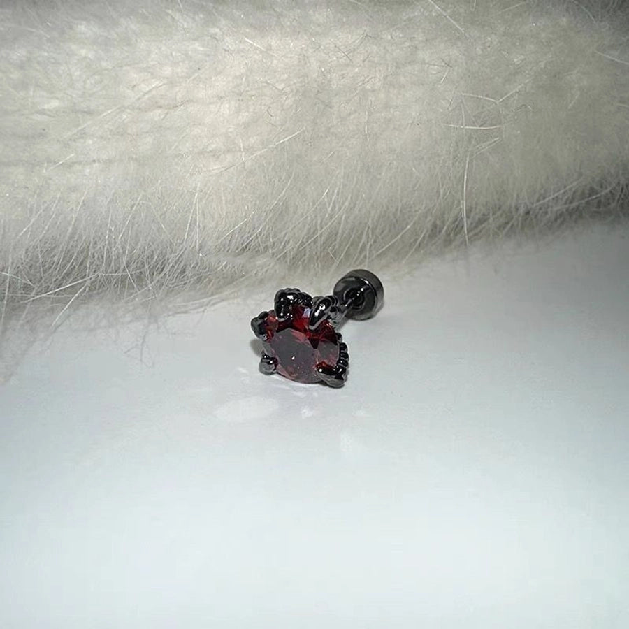 1 Piece Simple Style Geometric Titanium Steel Zircon Ear Studs