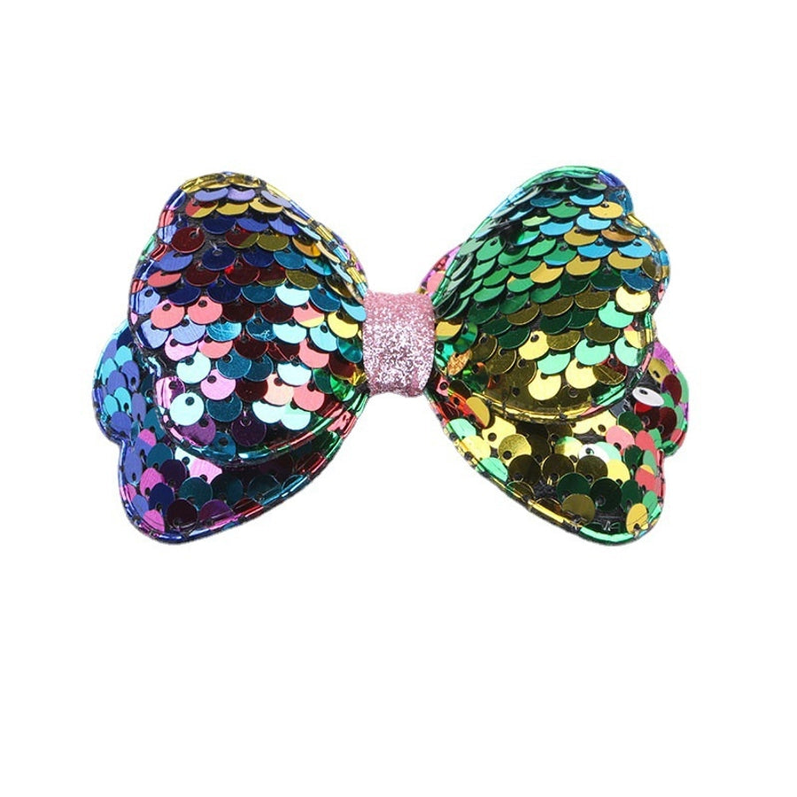 cute bow knot cloth sequins handmade hair clip 1 piece