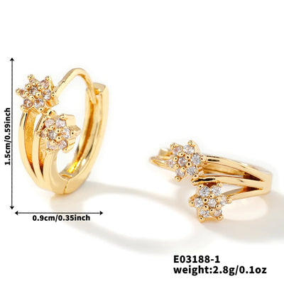 1 Pair Elegant Basic Geometric Inlay Copper Zircon K Gold Plated Rhodium Plated Ear clip