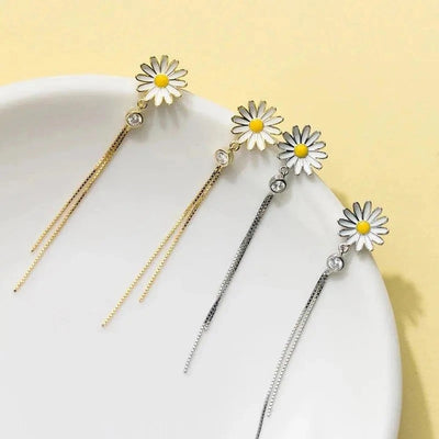 1 Pair Sweet Simple Style Daisy Plating Copper Drop Earrings