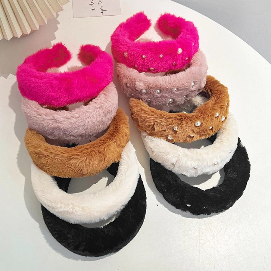 basic classic style solid color plush hair band