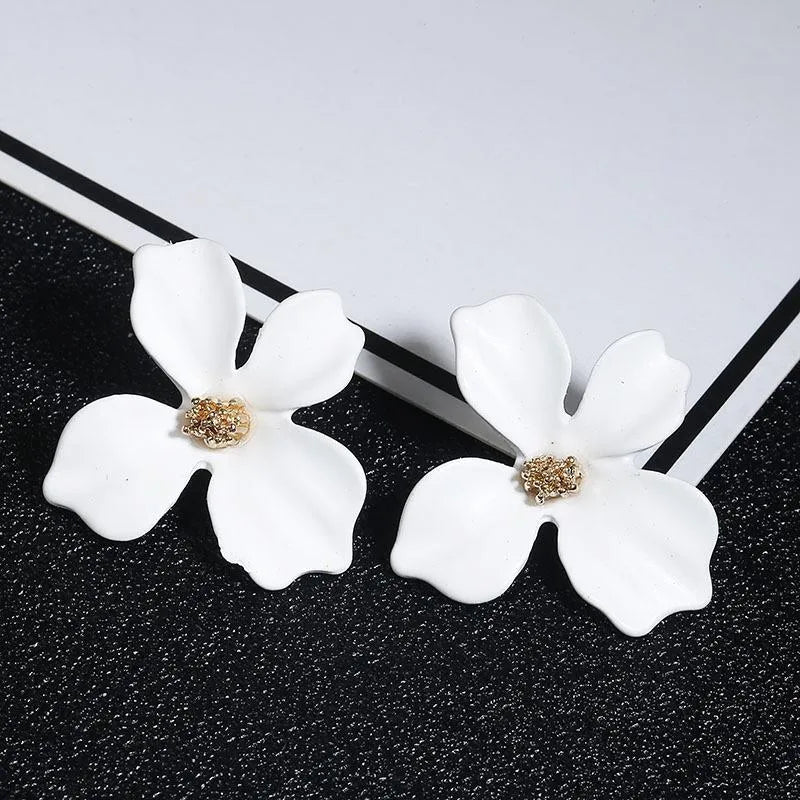 Flower Plating Alloy No Inlaid Stud Earrings