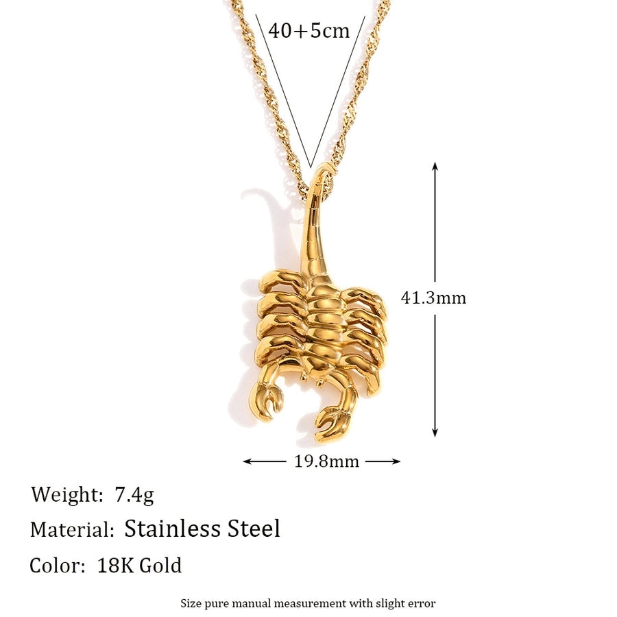 Jewelry Hip-Hop Simple Style Scorpion 304 Stainless Steel Titanium Steel 18K Gold Plated Earrings Necklace