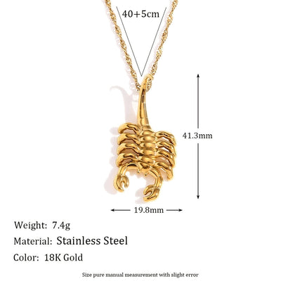 Jewelry Hip-Hop Simple Style Scorpion 304 Stainless Steel Titanium Steel 18K Gold Plated Earrings Necklace