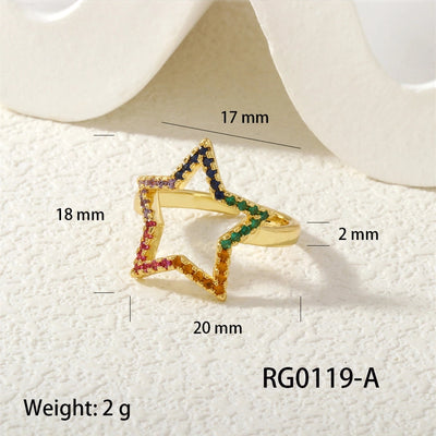 Jewelry Vintage Style Classic Style Pentagram Copper Zircon Open Rings