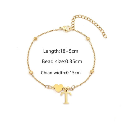Casual Simple Style Classic Style Letter Heart Shape 201 Stainless Steel 304 Stainless Steel Bracelets In Bulk
