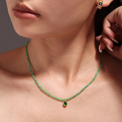 Jewelry Elegant Water Droplets 304 Stainless Steel Opal 18K Gold Plated Beaded Plating Inlay Pendant Necklace