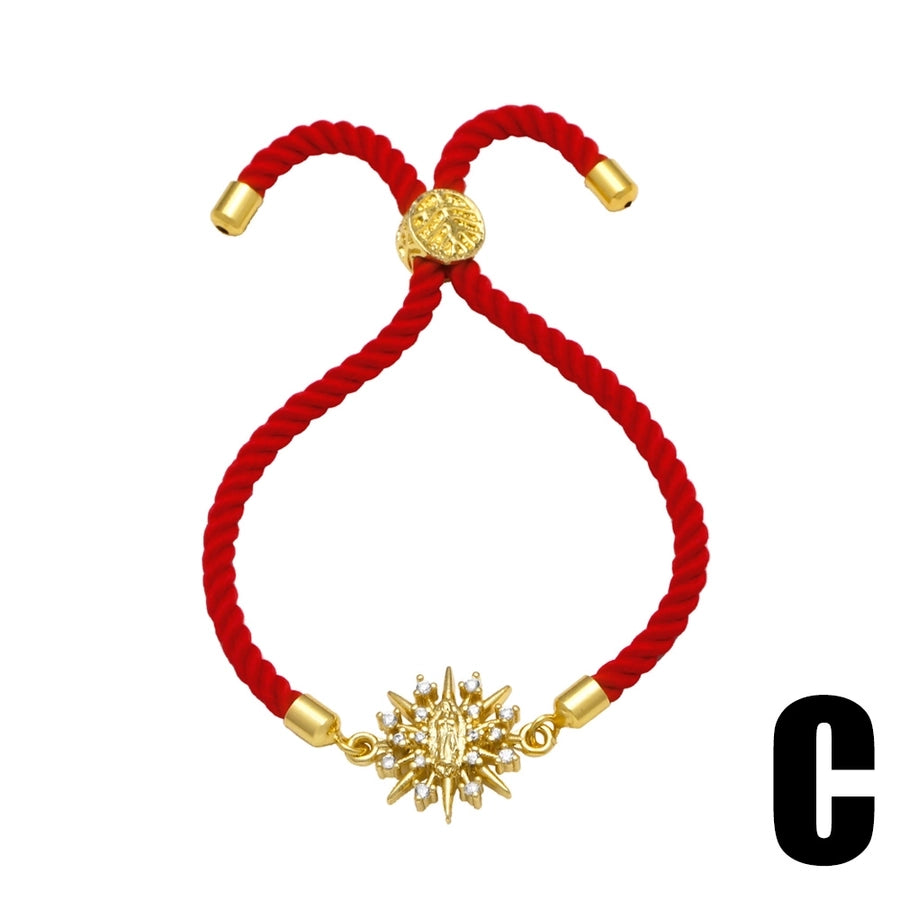 Copper 18K Gold Plated Inlay Virgin Mary Heart Shape Eye Zircon Bracelets