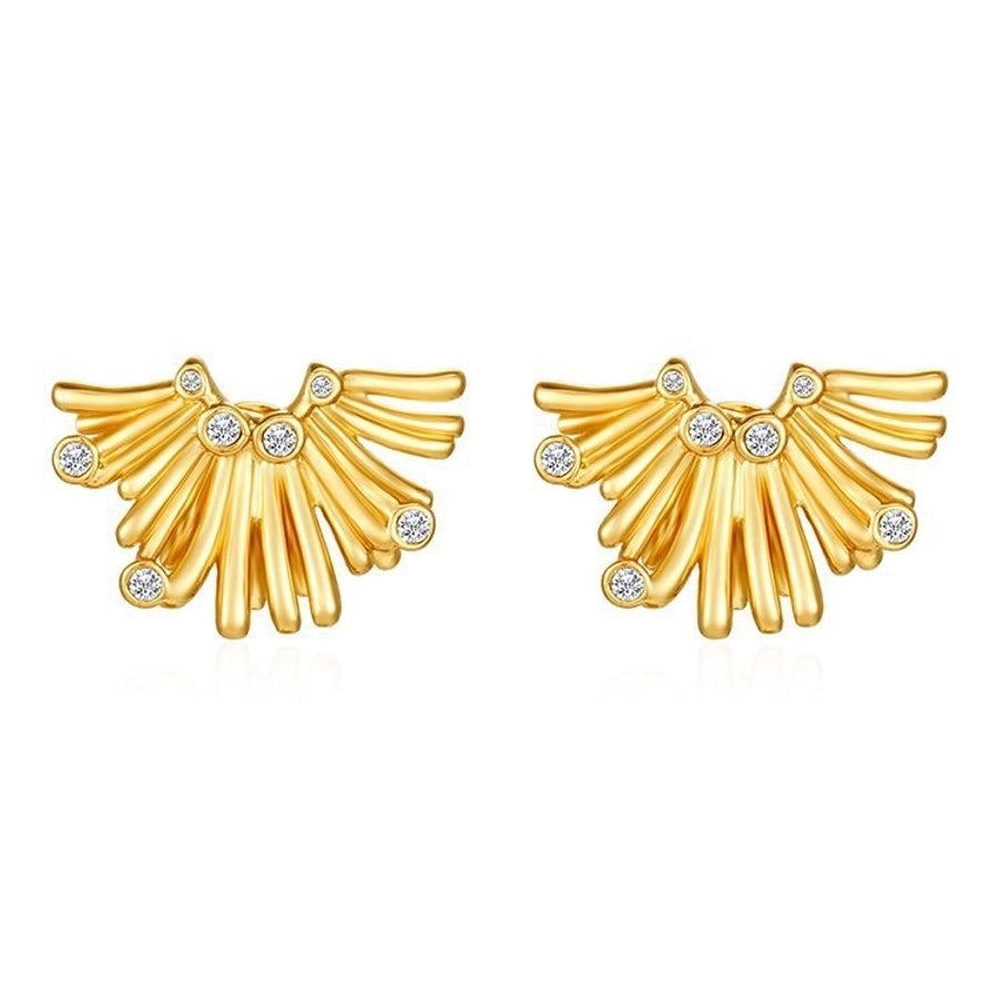 1 Pair IG Style Irregular Solid Color Lines Plating Inlay 304 Stainless Steel Rhinestones 18K Gold Plated Ear Studs