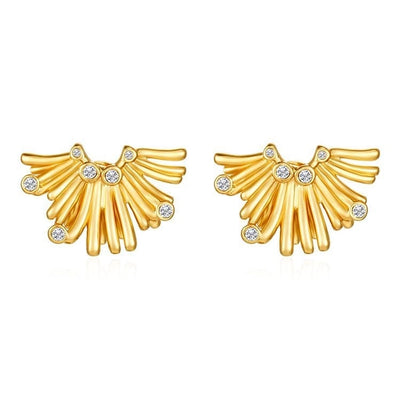 1 Pair IG Style Irregular Solid Color Lines Plating Inlay 304 Stainless Steel Rhinestones 18K Gold Plated Ear Studs
