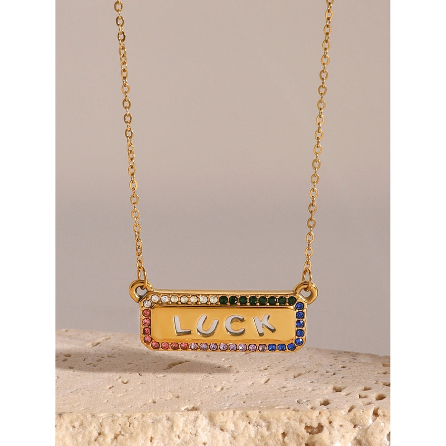 Jewelry Simple Style Classic Style Letter 304 Stainless Steel Zircon Inlay Necklace