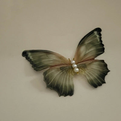 Women's Elegant Butterfly Gauze Inlay Artificial Pearls Hair Clip