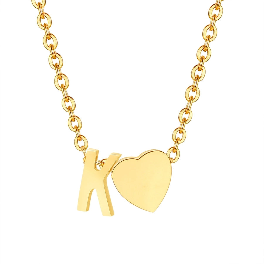 Jewelry Simple Style Commute Letter Heart Shape 201 Stainless Steel Plating Pendant Necklace