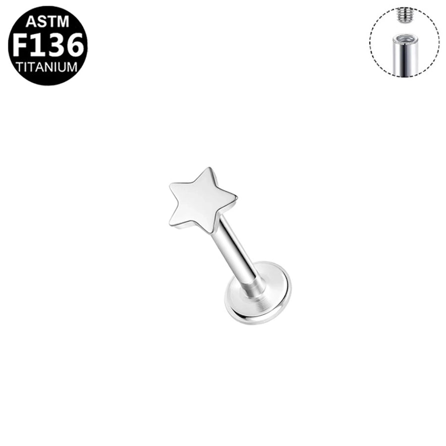 1 Piece Lip Rings Casual Star Moon Pure Titanium Titanium Alloy 14K Gold Plated White Gold Plated Lip Rings Ear Cartilage Rings & Studs