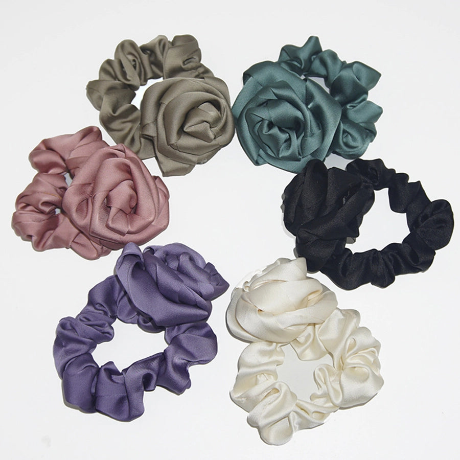 fashion rose solid color cloth hair tie