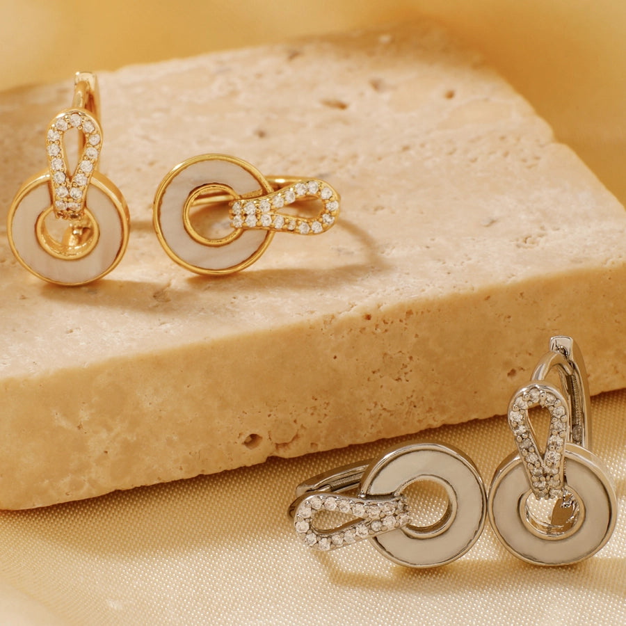 1 Pair Elegant Basic Geometric Inlay Copper Zircon K Gold Plated Rhodium Plated Ear clip