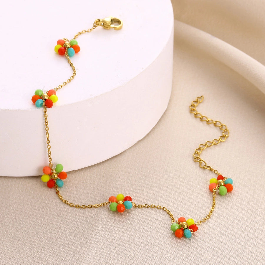 Simple Style Flower 304 Stainless Steel 18K Gold Plated Bracelets In Bulk