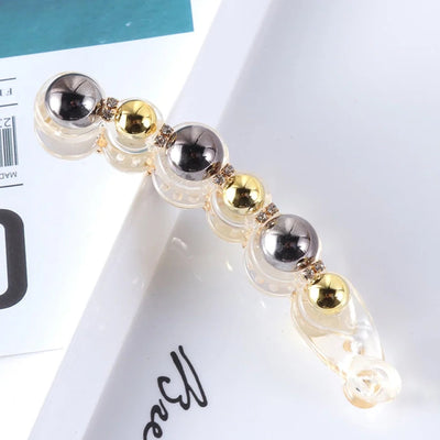 simple style geometric plastic artificial pearls hair clip