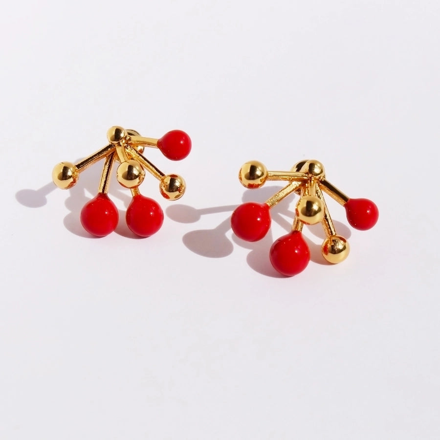 1 Pair Princess Cute Sweet Geometric Brass 24K Gold Plated Ear Studs