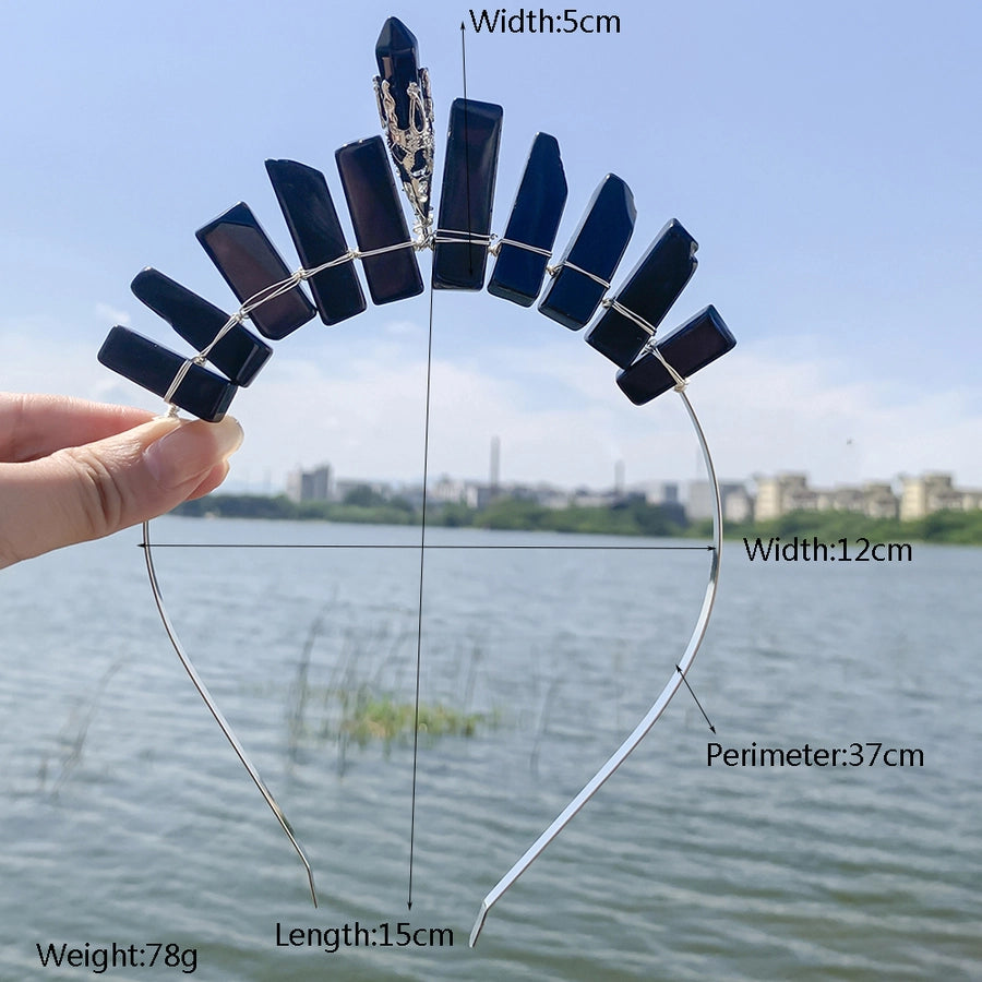 Women's Elegant Geometric Solid Color Alloy natural stone Knitting Inlay Natural Stone Hair Band