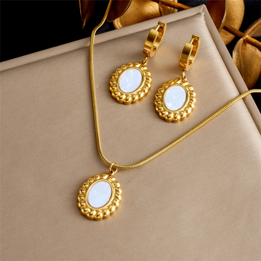 Jewelry Vintage Style Oval 304 Stainless Steel Jewelry Set