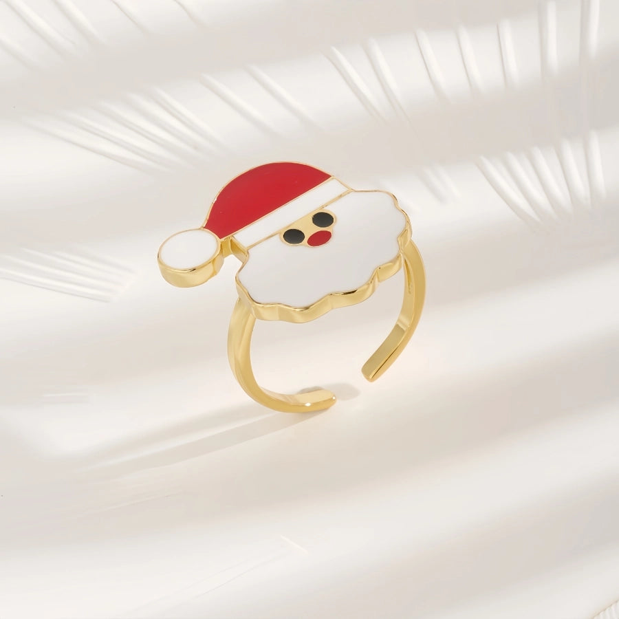 Copper 18K Gold Plated Inlay Santa Claus Zircon Rings