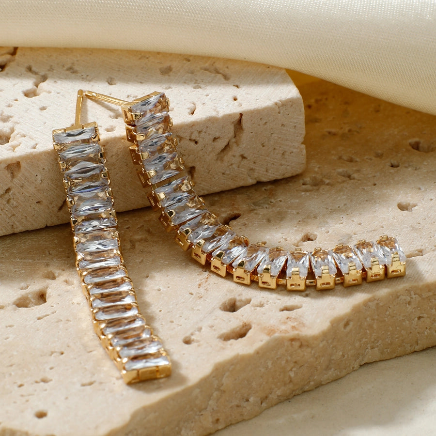 1 Pair Elegant Artistic Streetwear Tassel Asymmetrical Copper Glass K Gold Plated Rhodium Plated Ear Studs