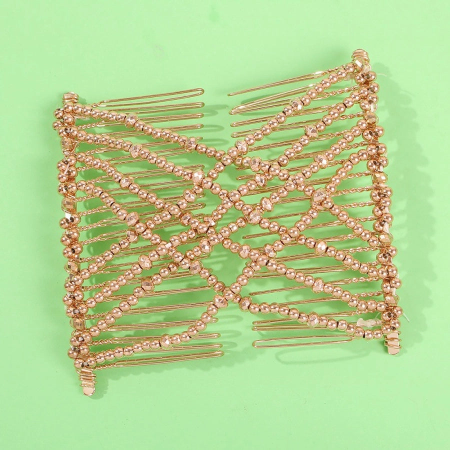 women's lady flower alloy resin seed bead insert comb