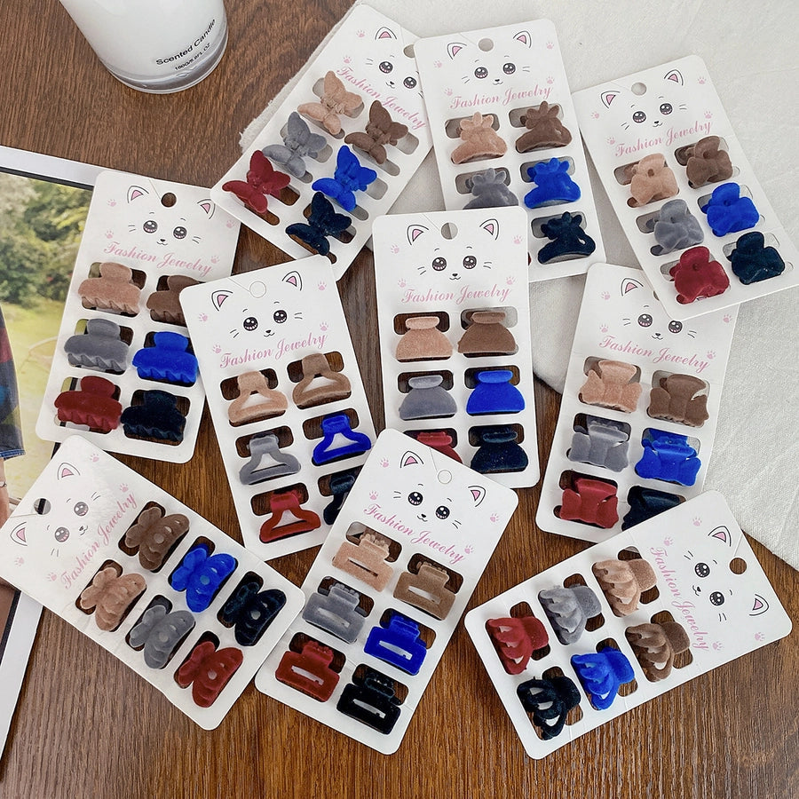 simple style solid color flocking hair claws