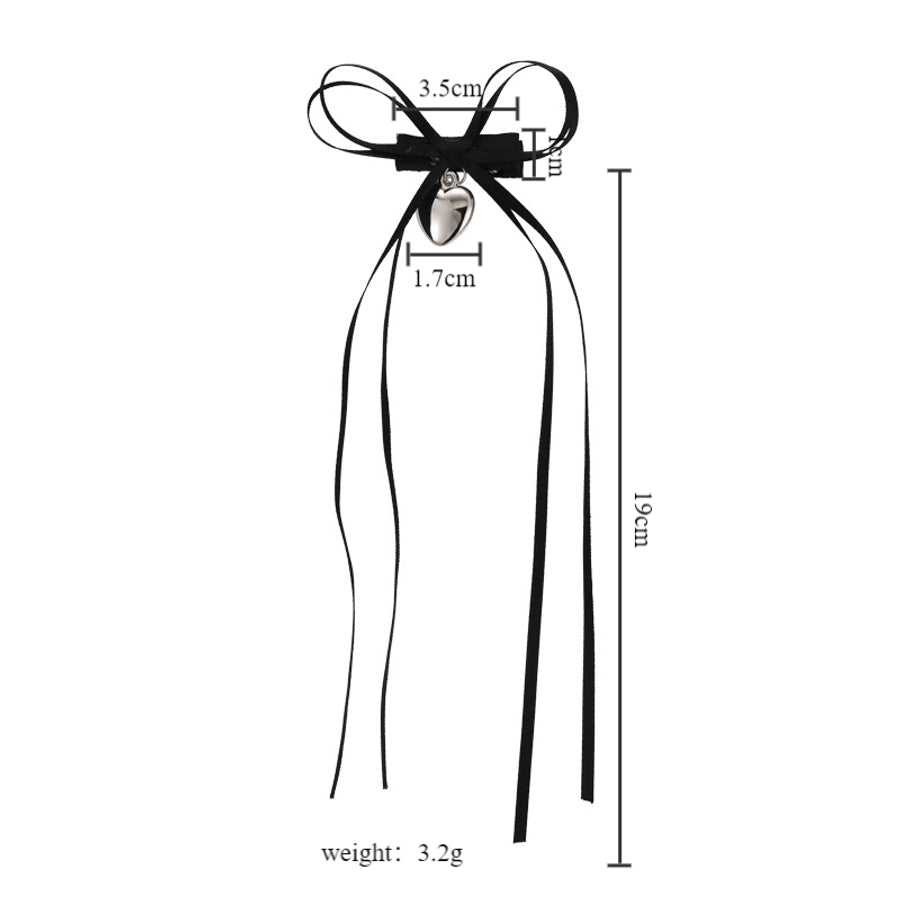 Women's Princess Cute Sweet Heart Shape Bow Knot Cloth Hair Clip