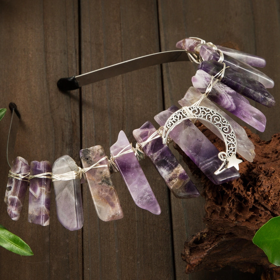 Women's Vintage Style Queen Vacation Moon Alloy natural stone Copper Knitting Hair Band