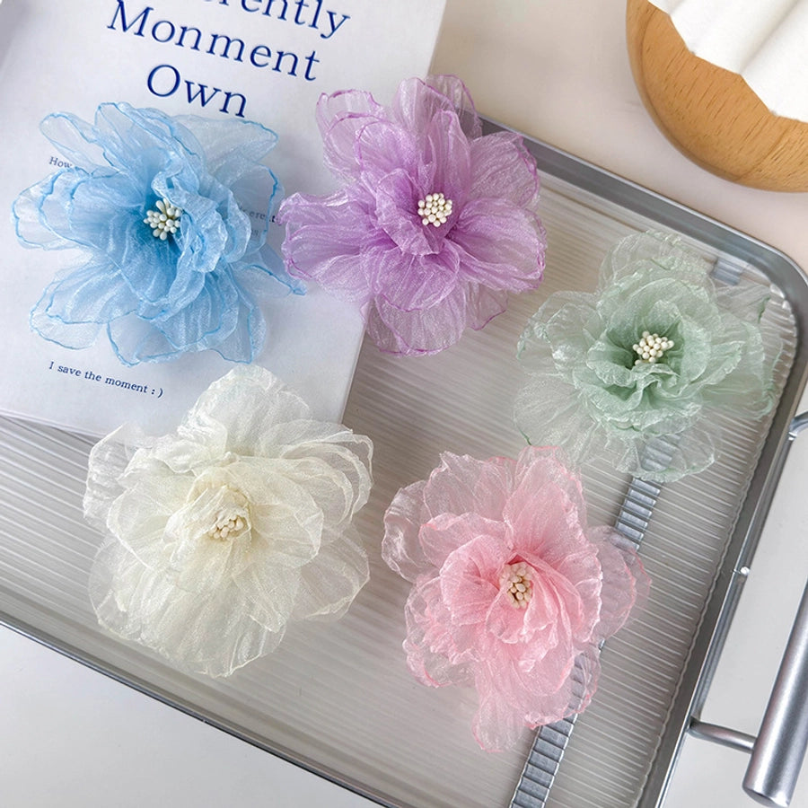 Women's Elegant Romantic Solid Color Gauze Patchwork Hair Clip