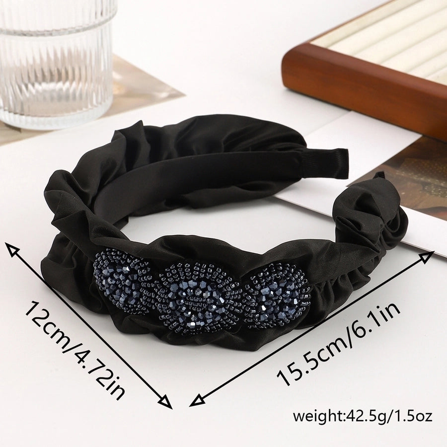 Women's Elegant Glam Circle Water Droplets Flower Plastic Glass satin Hair Band