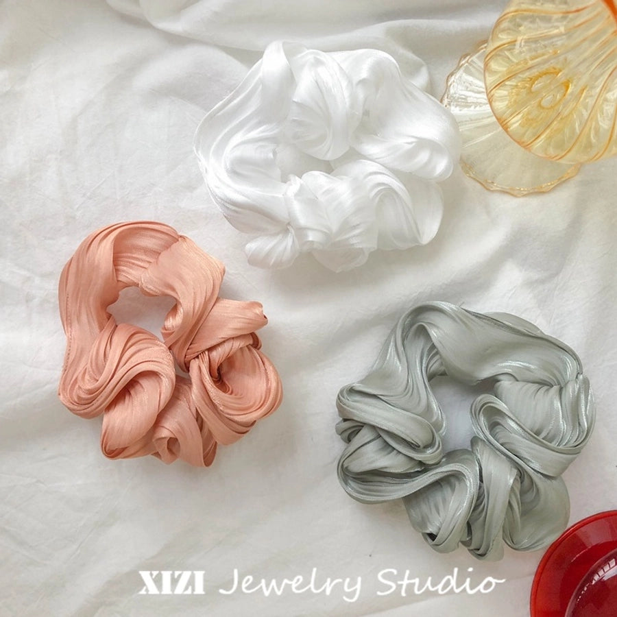 fashion solid color satin handmade hair tie 1 piece