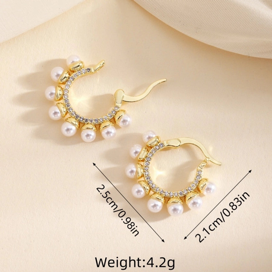 1 Pair Elegant Classical Romantic Solid Color Copper Ear Studs