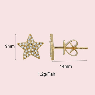1 Pair IG Style Star Chain Inlay Copper Zircon Gold Plated Ear Studs