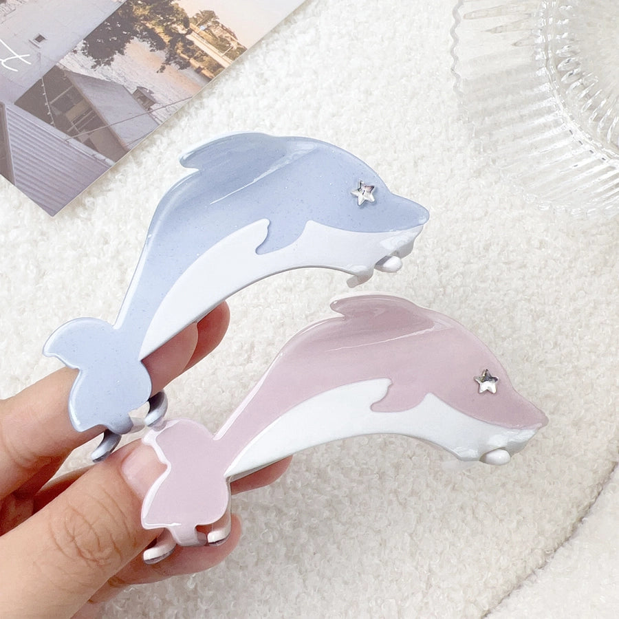 Women's Sweet Dolphin Acetic acid sheets Inlay Rhinestones Hair Claws