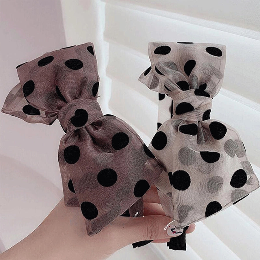 Elegant niche polka dot bow headband female versatile internet celebrity  outing hair band Sweet wide-brimmed simple headband