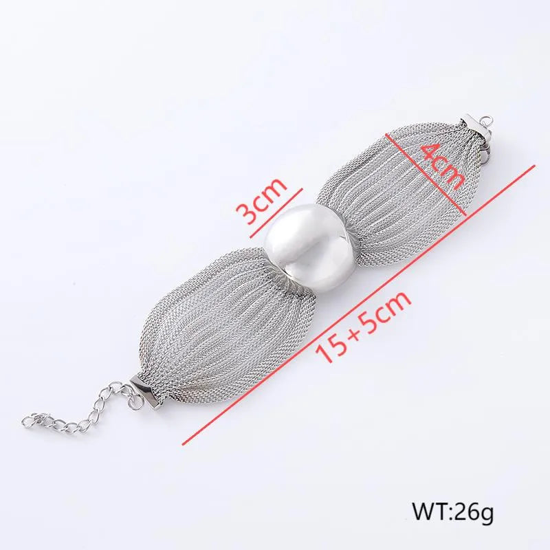 Exaggerated African Style Semicircle 304 Stainless Steel Woven Chain Bracelets In Bulk