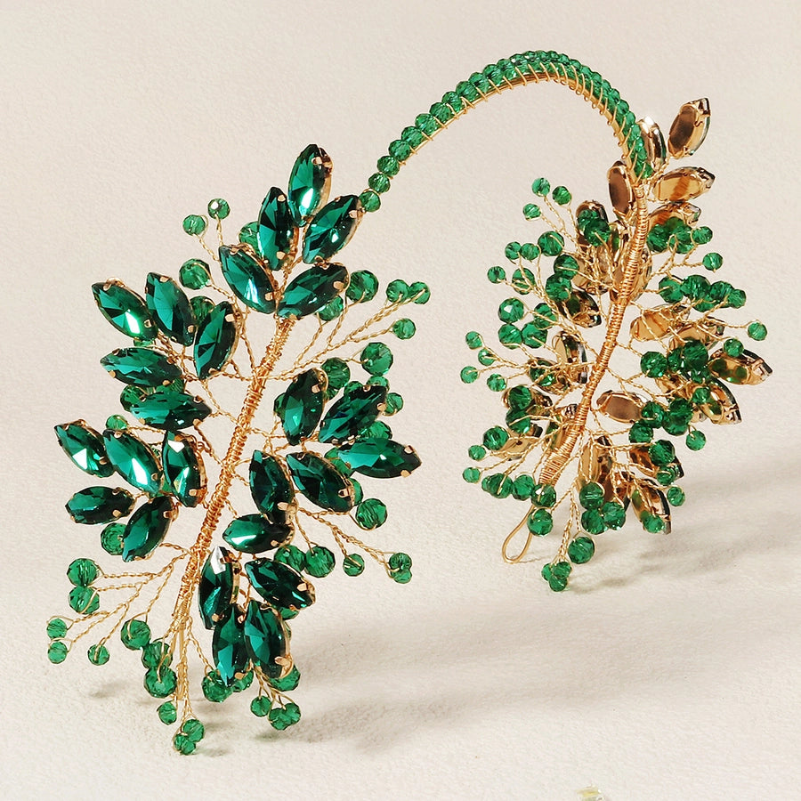 Women's Elegant Shiny Leaf Alloy Inlay Rhinestones Hair Band