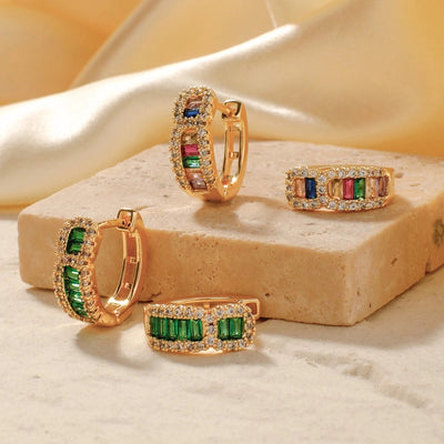 1 Pair Elegant Streetwear Shiny Geometric Inlay Copper Zircon K Gold Plated Rhodium Plated Earrings