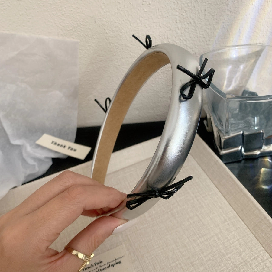 Women's Sweet Simple Style Bow Knot Leather Hair Clip Hair Band
