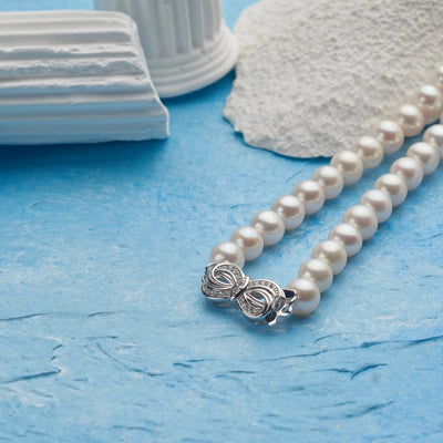 925 Sterling Silver Beaded Chain Beaded Metal Button Round Freshwater Pearl Necklace