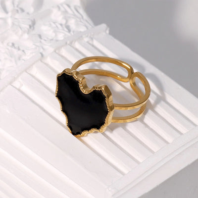Jewelry Cute Vintage Style Simple Style Heart Shape 304 Stainless Steel 18K Gold Plated Enamel Stainless Steel Rings