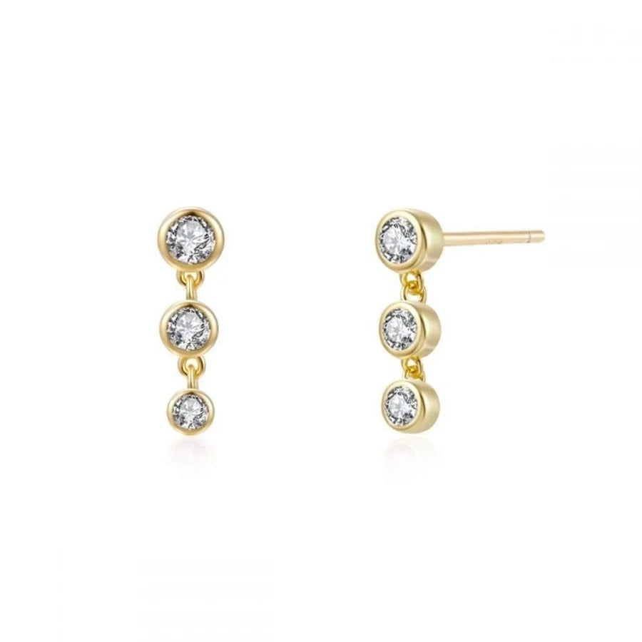 1 Pair Casual Elegant Geometric Copper Zircon Drop Earrings Ear Studs