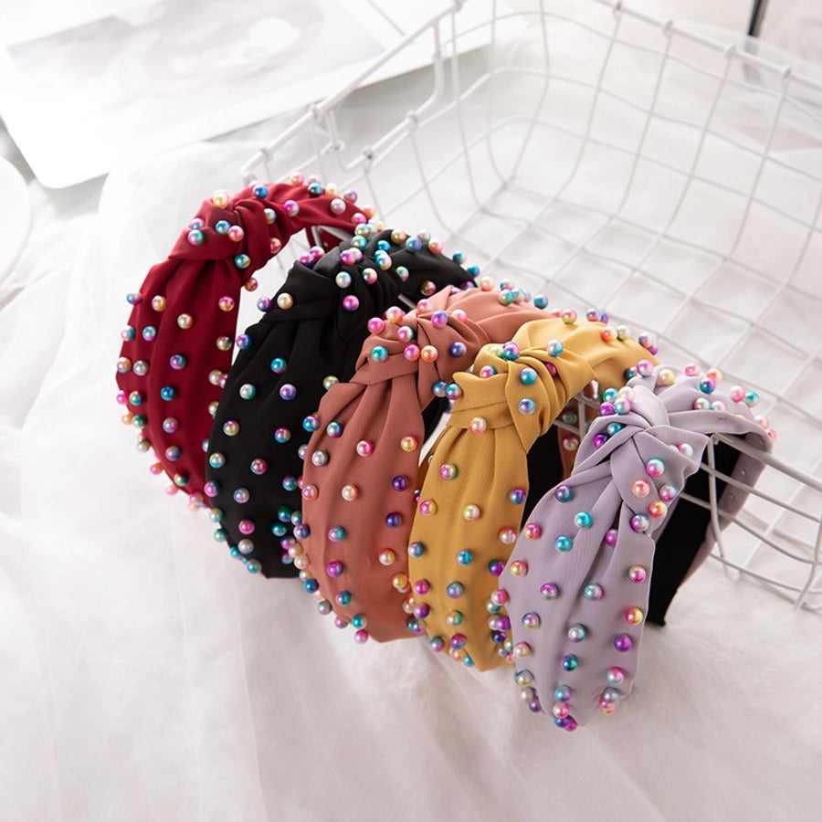 retro knot four-sided bomb inlay beads hair band 1 piece