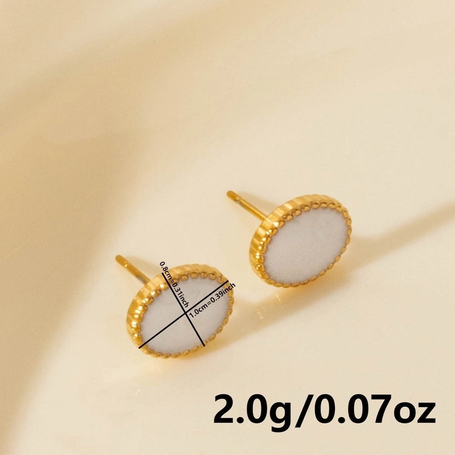 1 Pair Elegant Geometric Round 304 Stainless Steel Ear Studs