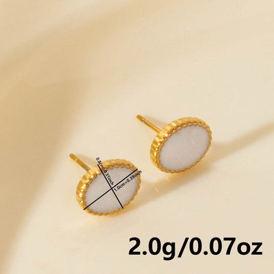 1 Pair Elegant Geometric Round 304 Stainless Steel Ear Studs