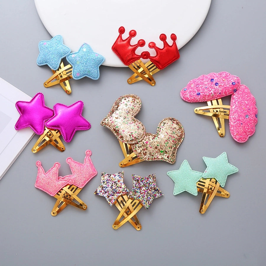 Girl'S Simple Style Star Alloy Sequins Hair Clip