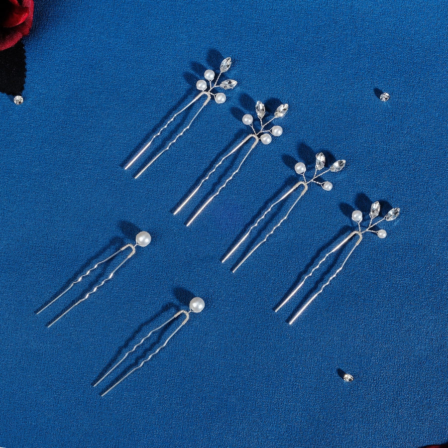 retro geometric alloy crystal pearl insert comb